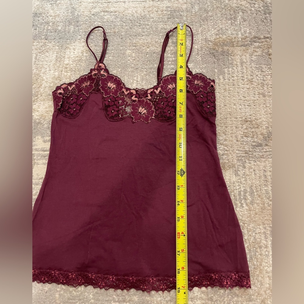 Banana Republic Maroon Lace Appliqué Cami Top Spaghetti Strap Y2K Size XS - Picture 8 of 8